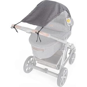 universeel zonnescherm Deluxe voor kinderwagen wieg, scheurvaste zonwering met uv-beschermende coating 50+ en rolfunctie, grijs gemêleerd