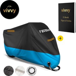 Scooterhoes Met Windscherm - Scooterhoes Waterdicht Tegen Wering - Motor Beschermhoes Met Tas – 100% Tevredenheidsgarantie – Zwart Blauw – 245*105*125 Cm - Best Getest