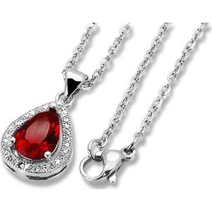 Amanto Ketting Danley Red - 316L Staal - Druppel - 18x12mm - 49cm