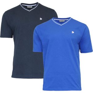 2-Pack Donnay T-shirt met V-hals - Sportshirt - Heren - Navy/Royal Blue - maat XL