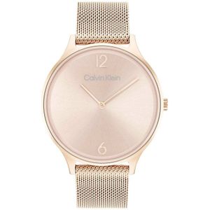 Calvin Klein CK25200002 Dames Horloge - Mineraalglas - Roestvrijstaal - Rosé goudkleurig - 38 mm breed - Quartz - Druksluiting - 3 ATM (spatwater)