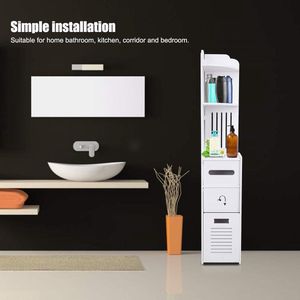 Hoge smalle badkamerkast - opbergkast voor badkamer keuken hal en slaapkamer - 22 x 20 x 120 cm badkamerkasten hoog