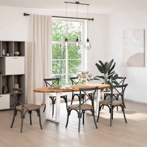 vidaXL Eettafel Ovaal 220x100 cm Eikenhout Eetkamertafel - Eikenhouten Tafel - Ronde Tafel - Grote Tafel - Salontafel