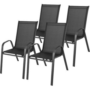 Tuintafel stoelen set zwart - 4 stuks