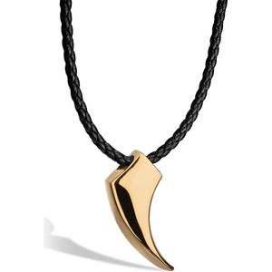 SERASAR Lederen Halsband Man [Wolf] - Goud 60cm - Huwelijksgeschenken voor Mannen