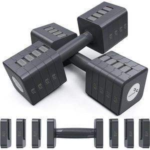 Dumbbells 2 stuks van 45 kg - Verstelbare handhalterset met 5 gewichten - snel aanpasbaar voor thuis workouts