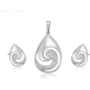 N3 Collecties Geplatineerde waterdruppel hanger sieraden set