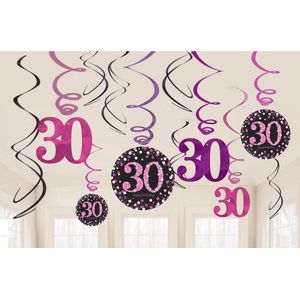 Amscan - Sparkling Celebrations - Swirl Decoratie 30 Pink (12 stuks)