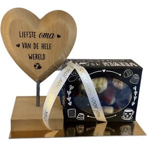 Wooden Heart - Oma - Bonbons - Lint: Speciaal voor jou - Cadeauverpakking