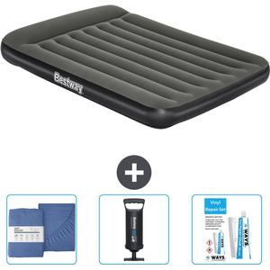 Bestway luchtbed - Twijfelaar - 137 x 191 x 30 cm - Groen - Inclusief Hoeslaken - Pomp en Reparatieset