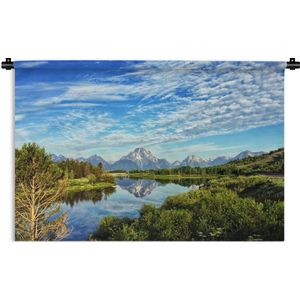 Wandkleed Wyoming - Groen landschap in Wyoming Wandkleed katoen 90x60 cm - Wandtapijt met foto