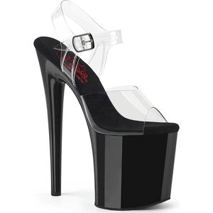 Pleaser - NAUGHTY-808 Sandaal met enkelband, Paaldans schoenen - US 6 - 36 Shoes - Transparant/Zwart