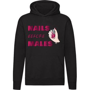 Nails before males | nagel | nagellak | vrouwen | manicure | schoonheidssalon | nagelstudio | Unisex | Trui | Sweater | Hoodie | Capuchon | Zwart