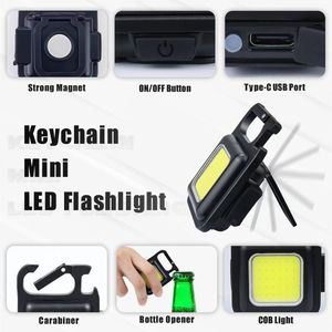 Viatel Multifunctionele Mini Glare Cob Sleutelhanger Licht Usb Opladen Emergency Lampen Sterke Magnetische Reparatie Werk Outdoor Camping Licht