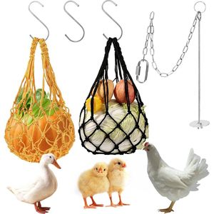 Chicken Feeder Feeding Mesh Bag Chicken Groentehouder Pack van 2 Kip Speelgoed Accessoires RVS Spies Fruit Feeder voor Eenden Ganzen Vogels