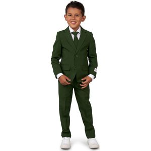 OppoSuits BOYS Glorious Green - Jongens Pak - Casual Effen Gekleurd - Donkergroen - Maat EU 98/104