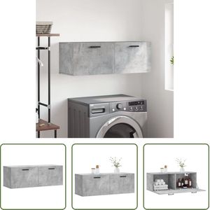 The Living Store Wandkast Betongrijs - 100x36.5x35 cm - Decoratieve opbergkast - Duurzaam materiaal