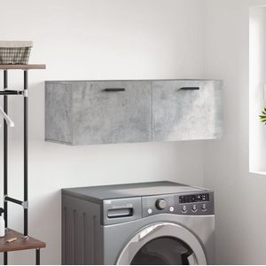 The Living Store Wandkast Betongrijs - 100x36.5x35 cm - Decoratieve opbergkast - Duurzaam materiaal