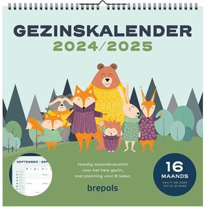 Brepols 16M Gezinsplanner 2024-2025 - GEZINSPLANNER - NL - Maandoverzicht - Groen - 29 x 29 cm