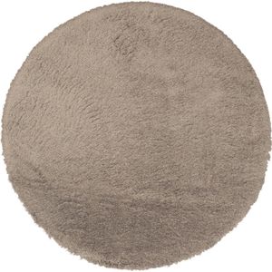 Rond vloerkleed - Tapijten Woonkamer - Hoogpolig - Taupe - 400 cm