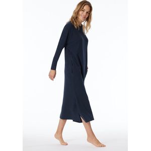 Schiesser Nachtjapon lang warm nachtblauw - selected! Premium Warming -medium