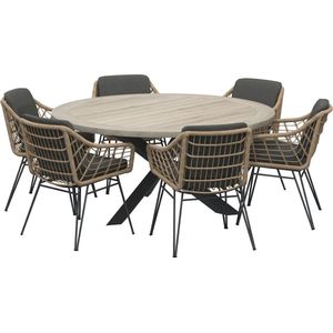 Cottage Louvre dining tuinset 7-delig 160 cm rond 4 Seasons Outdoor