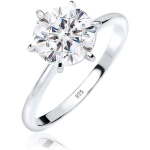 Elli Dames Ring Dames Verlovingsring met Kristallen in 925 Sterling Zilver