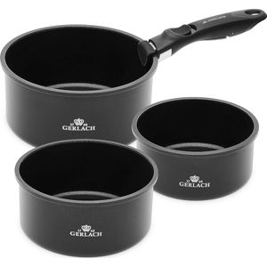 Smart Pot kookpottenset keramische gecoate pannenset geschikt voor inductie kookpotten voor elektrisch gas keramische inductiekookplaat pannen potten zwart 3 stuks 16 cm 18 cm 20 cm