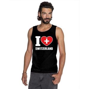 Zwart I love Zwitserland supporter singlet shirt/ tanktop heren - Zwitsers shirt heren M