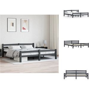 vidaXL Bedframe - Moderne en coole slaapkamer - Hout - 206 x 186 x 66 cm - Donkergrijs - Bed