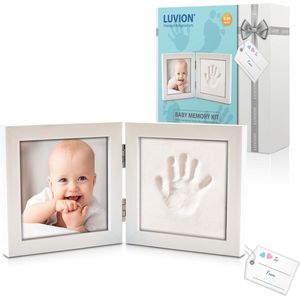 LUVION® Baby Fotolijstje met Klei Afdruk (Gipsafdruk baby) - Hand & Voet Afdruk - Geboorte cadeau - Kraamcadeau jongen / Kraamcadeau meisje