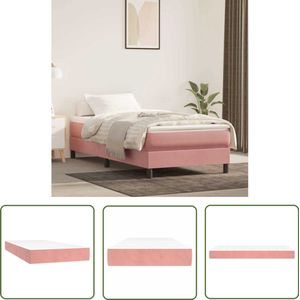 The Living Store Pocketveringmatras 80x210x20 cm fluweel roze - Pocketveringmatras - Matras - Fluweel - Tweepersoonsbed - Single Bed