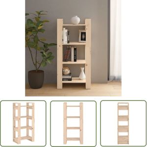 The Living Store Boekenkast/kamerscherm 60x35x125 cm massief grenenhout - Boekenkast - Hout - Bruine Boekenkast - Vintage Boekenkast - Kamer Scheidingswand