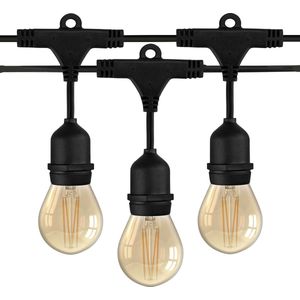 Ledvion Prikkabel, LED Prikkabels Buiten, 30M, 30x E27 LED Lamp Goud, Waterdicht IP65, Prik Kabel Buiten, 30W, 2100K