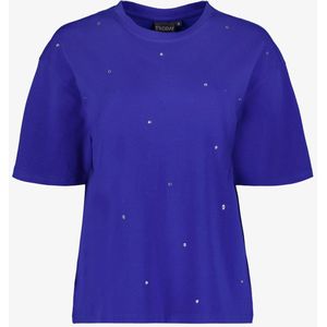 TwoDay oversized dames T-shirt met strass blauw - Maat XL
