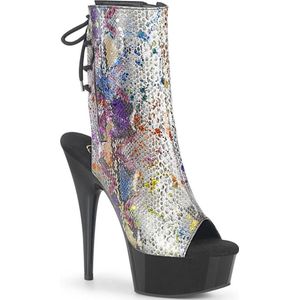 Pleaser - DELIGHT-1018SP Plateau Laarzen - US 6 - 36 Shoes - Zwart/Chroomkleurig