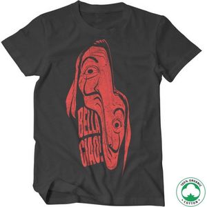 La Casa De Papel Heren Tshirt -S- Warped Mask Organic Zwart