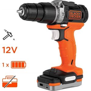 BLACK+DECKER BDCHD12S1-QW accuklopboormachine via USB op te laden, 12 V, 1.5 AH, 2 Mechanische Snelheden, geleverd met USB accu en lader + Soft Bag