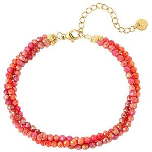 armbandjes -oranje /roze- met karabijnsluiting -stainless steel