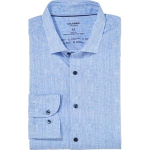 OLYMP 24/7 Level 5 body fit overhemd - tricot - koningsblauw - Strijkvriendelijk - Boordmaat: 44