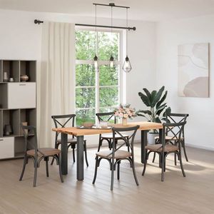 vidaXL Eettafel met natuurlijke rand massief eikenhout rechthoekig - Eettafel - Eettafels - Eetkamertafel - Keukentafel