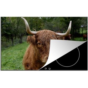 KitchenYeah® Inductie beschermer 81x52 cm - Schotse Hooglander - Dieren - Gras - Kookplaataccessoires - Afdekplaat voor kookplaat - Inductiebeschermer - Inductiemat - Inductieplaat mat