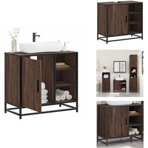 vidaXL Badkamer Wastafel Kast - Badkamer Wastafel Kasten - Badkamer Wastafel Kast - Badkamer Ijdelheid - Wastafelkast 65x33x60 cm bewerkt hout bruin eikenkleur