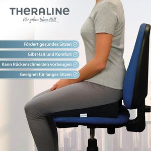 Orthopedisch wigkussen voor bureaustoel van hoogwaardig schuim, ergonomische wig voor auto, wigkussen met afneembare overtrek, zwart, 100% katoen, wasbaar op 60 °C