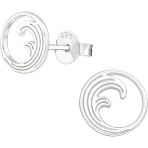 Joy|S - Zilveren ronde oorbellen - 8 mm - ""golf"" - oorknoppen