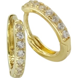 Echt zilveren oorbellen - Goldplated - met zirkonia steentjes - Goudkleurig