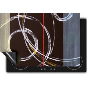 Chefcare Inductie Beschermer Abstracte Cirkels met een Rode Lijn - 60x52 cm - Afdekplaat Inductie - Kookplaat Beschermer - Inductie Mat