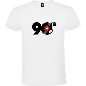 Wit T shirt met print van "" I Love Music of the Nineties ( 90 ) "" print Zwart size S