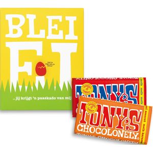 Tony's Chocolonely Pasen Chocolade Geschenkset Blei Ei - Melkchocolade Reep + Karamel Zeezout - Paas Cadeau - Paaschocolade - Paascadeautjes voor Kinderen - 2 x 180 gram