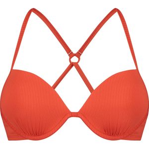 Hunkemöller Aruana rib Padded Plunge Dames Bikinitopje - Oranje - Maat B80